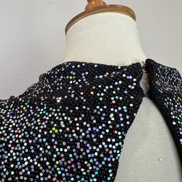 Alexia Admor Rainbow Sequin Mini Dress Size 10 Bodycon Long Sleeve Ruched $295 - Picture 9 of 12